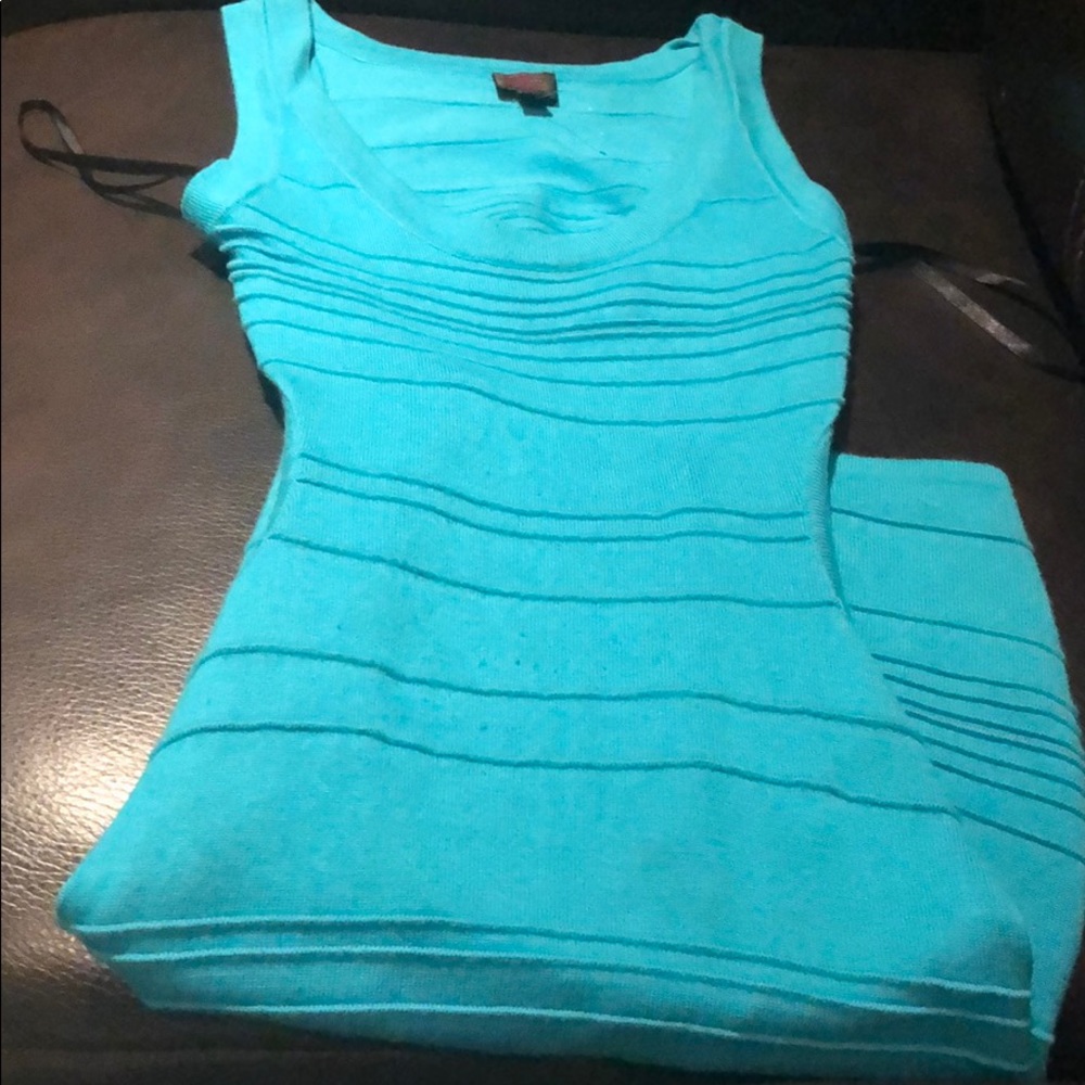 Blue open back dress